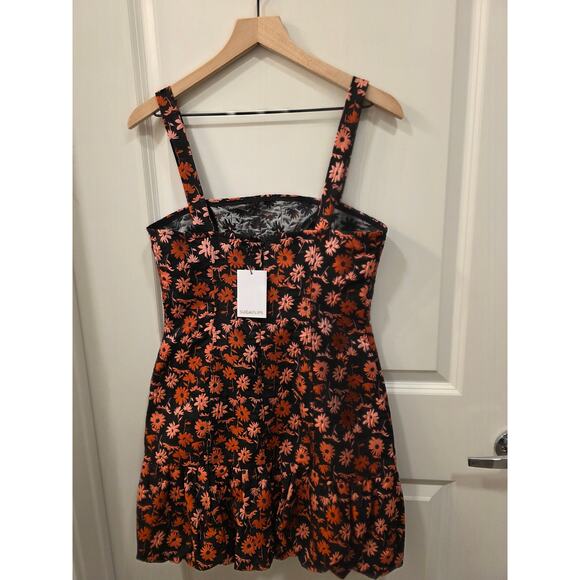 Sugarlips Floral Jacquard Square Neck Sleeveless Bubble Hem Mini Dress - Picture 3 of 7